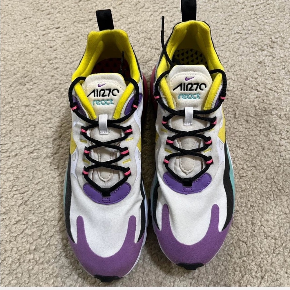 Nike React Sneakers - Purple, Yellow, and Black